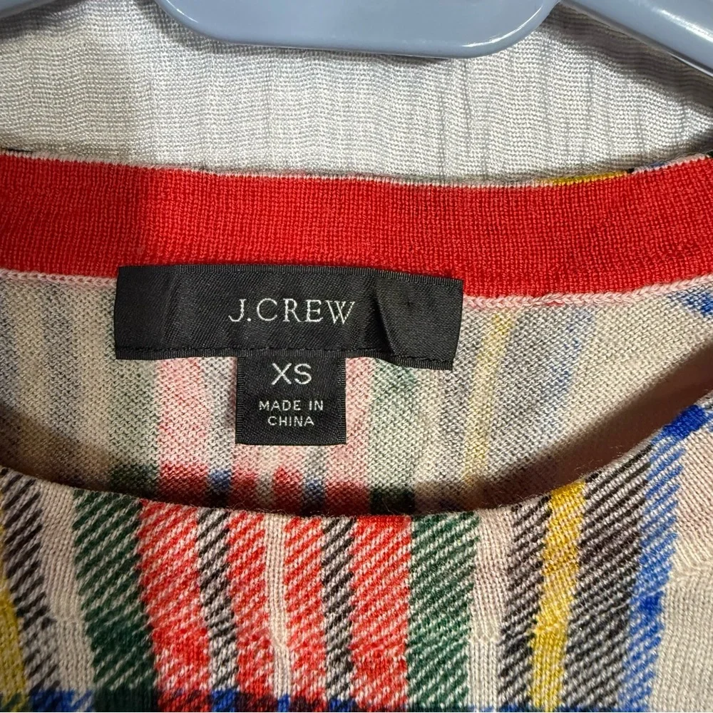J. Crew Margot Snowy Stewart‎ Tartan Sweater Sz XS Red Green Plaid